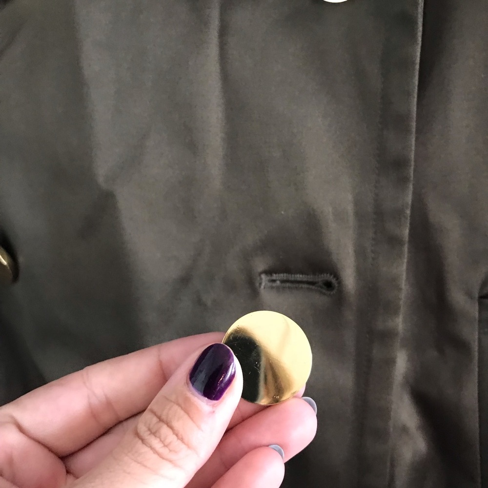 Elie Tahari Satin Olive Green Trench Coat 4 - Picture 7 of 7
